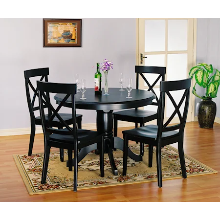 5 piece Round Kitchen Table and X Back Side Chairs Set