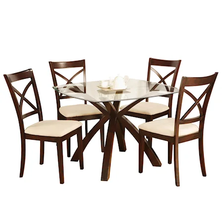 5 Piece Dinette with Glass Top Table