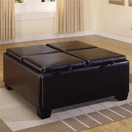 PVC Ottoman with 4 Storage/Covers