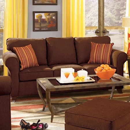 Transitional Sofa with Rolled Arms