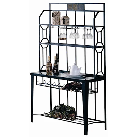 Contemporary Baker's Rack With Shelves and Wine Storage