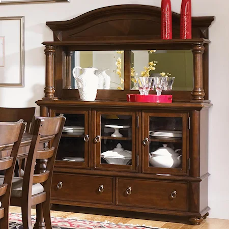 Transitional Dining Server with Mirrored Hutch