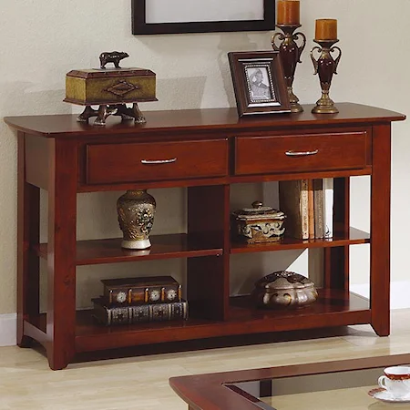 Contemporary Sofa Table With Drawers and Shelves