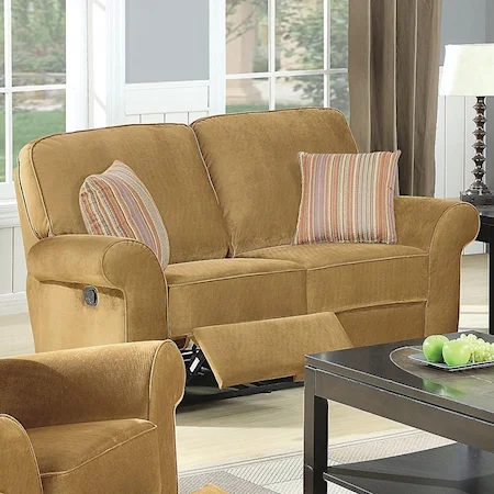 Reclining Love Seat with Rolled Arms