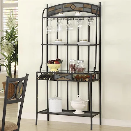 Transitional Metal Baker's Rack With Slate Accents
