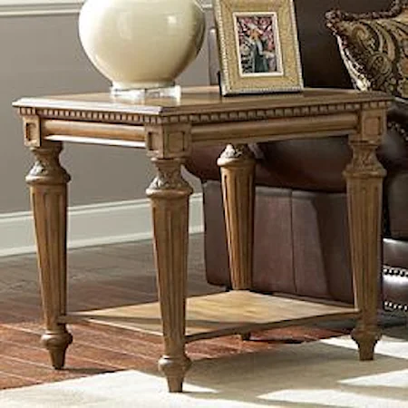 Traditional End Table with Dental Crown Molding