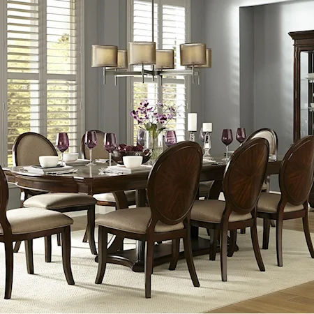 Transitional Dining Table with Flared Pedestal Base