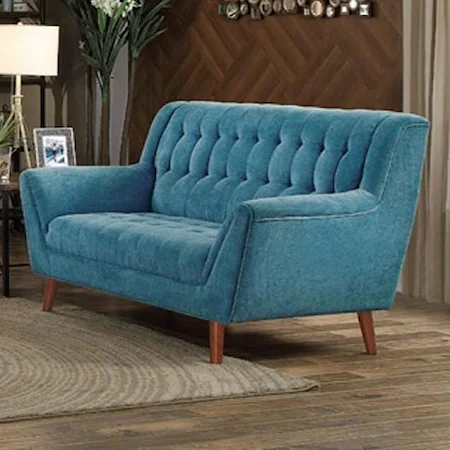 Mid Century Modern Upholstered Loveseat with Tufting