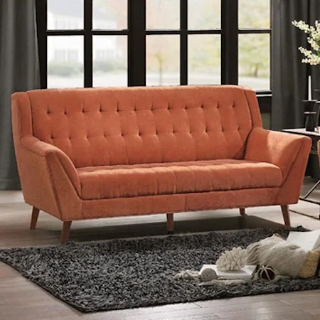 Mid Century Modern Upholstered Sofa with Tufted Seatback