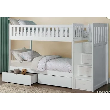 Twin Over Twin Storage Bunk Bed with Storage Drawers