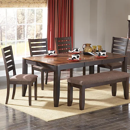 Casual Dining Table with 4 Chairs and Bench