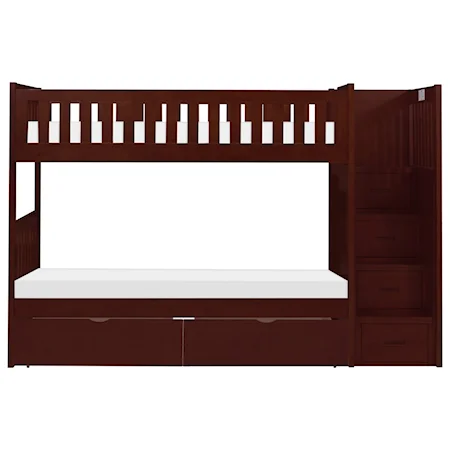 Casual Twin Over Twin Bunk Bed With Reversible Step Storage and Underbed Storage