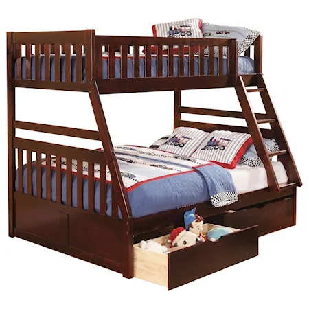 Casual Twin Over Full Bunk Bed with Storage Drawers