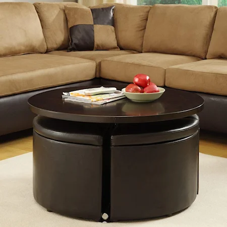Lift Table with Four Storage Ottomans