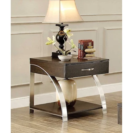 Contemporary End Table with Functional Drawer