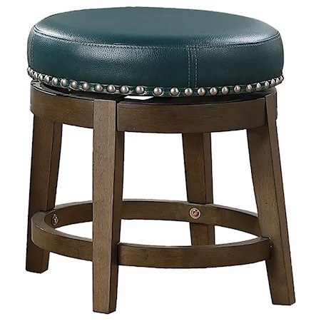 Transitional Round Swivel Stool with Nailhead Trim