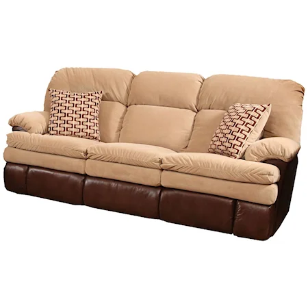 Casual Double Reclining Sofa with 2 Accent Pillows