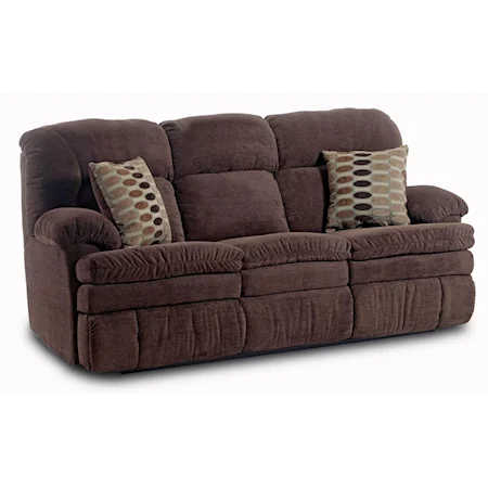 Casual Double Reclining Sofa with 2 Accent Pillows