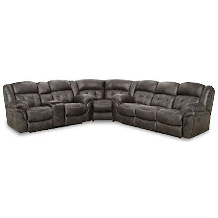 Casual Power Super-Wedge Sectional with Tufted Seats and Back