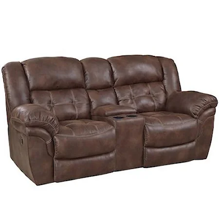 Casual Reclining Console Loveseat with Cupholders