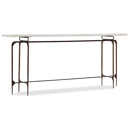 Skinny Metal Console Table with Marble Top