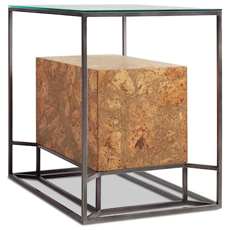 Contemporary Chairside Table with Cork Shelf