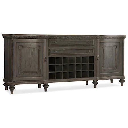 Two-Door Two-Drawer Credenza with Wine Bottle Storage