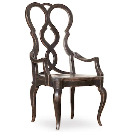 Splatback Wood Seat Arm Chair