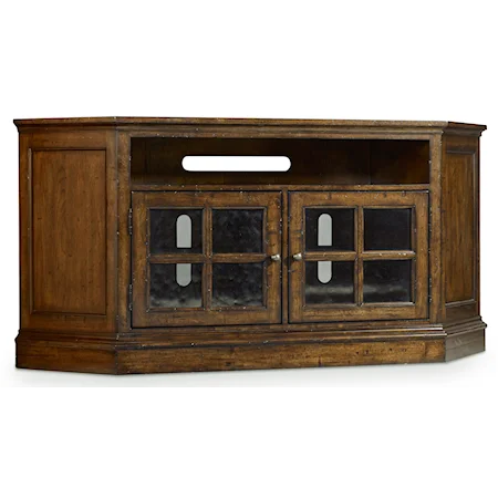 Corner Entertainment Console with 2 Glass Doors