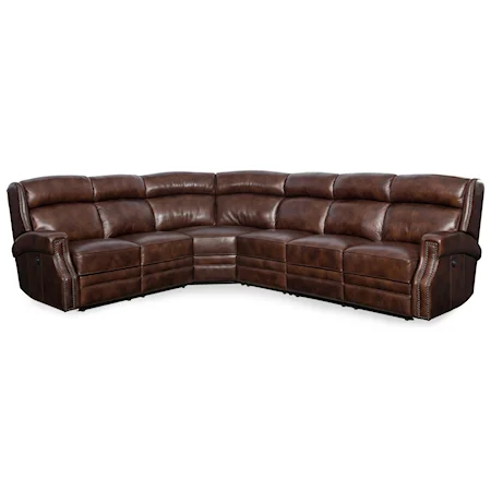 Power Reclining Sectional with Nailhead Trim