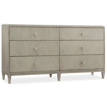 Six-Drawer Dresser with Faux Shagreen Drawer Knobs