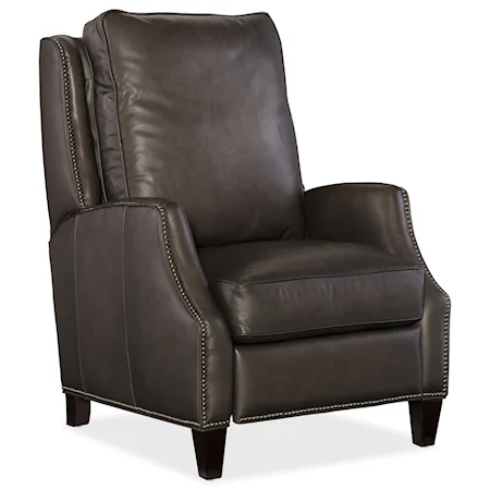 Brown Leather Manual Push Back Recliner