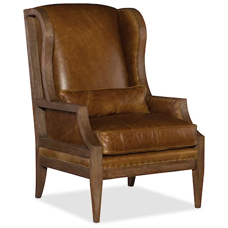 Exposed Wood Club Chair with Wing Back