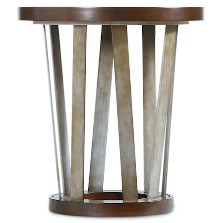 24-Inch Round End Table with Asymmetrical Metal Base