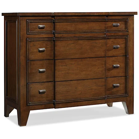 Breakfront Bachelor's Chest with 4 Drawers and 1 Electrical Outlet