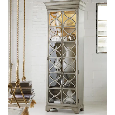 Celeste Display Cabinet with Concentric Circle Lattice Inserts