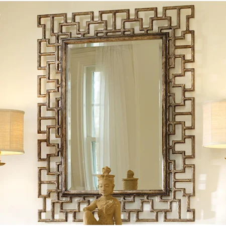 Rectangular Beveled Fretwork Mirror