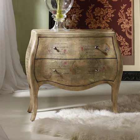 Le Papillon Theme Bombe Chest with 2 Drawers