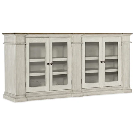 Farmhouse Solid Wood 4-Door Buffet with Charging Station