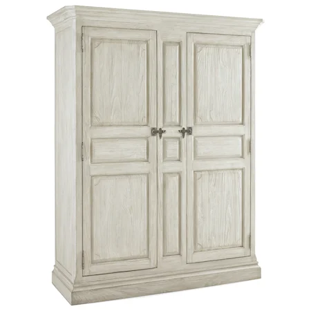 Farmhouse Solid Wood Armoire with Removable Shelves and Closet Rods