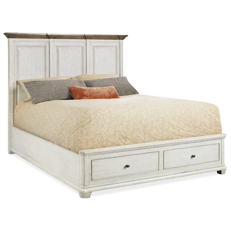 King Wood Mansion Bed with Adjustable Height Headboard and Storage Footboard