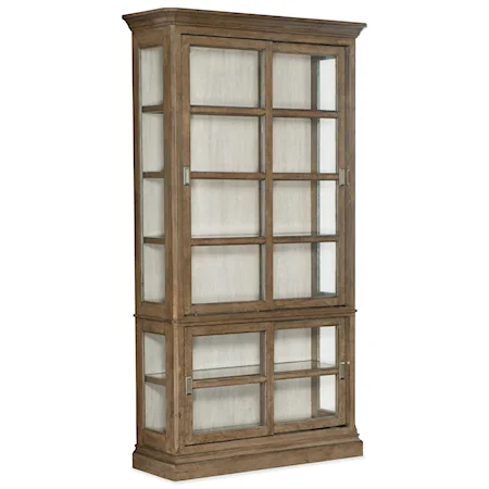 Farmhouse Sliding Door Display Cabinet with Touch Lighting