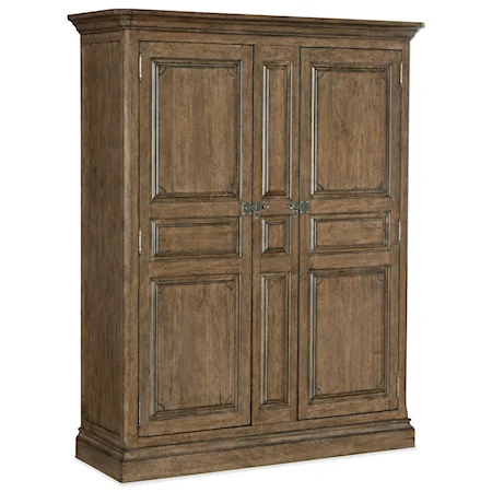 Farmhouse Solid Wood Armoire with Removable Shelves and Closet Rods