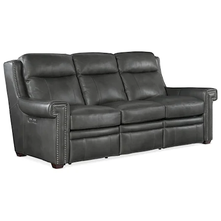 Leather Power Reclining Sofa with USB Ports and Power Headrests
