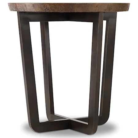 Round End Table with Copper Top
