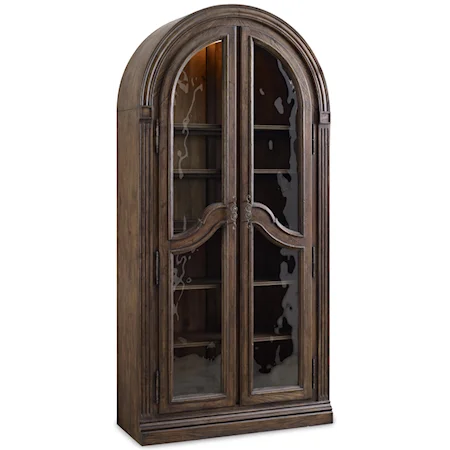 Bunching Curio Cabinet with Seeded Glass Doors and Touch Lighting