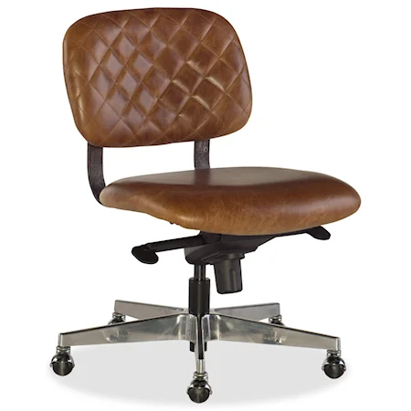 Quilted Leather Swivel Home Office Chair with Pneumatic Lift