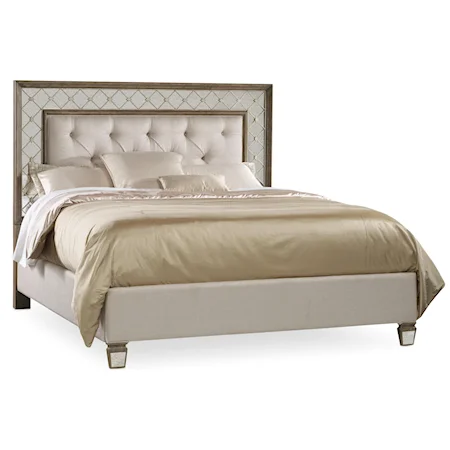 King Mirrored Upholstered Bed