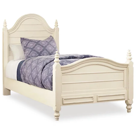 Twin Wood Panel Bed with Turned Finials