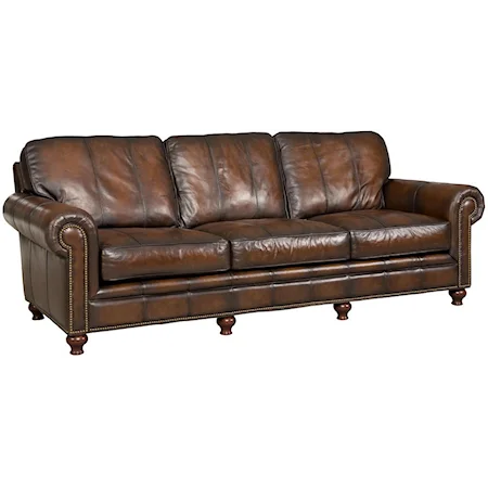 Traditional Stationary Sofa with Nail Head Trim